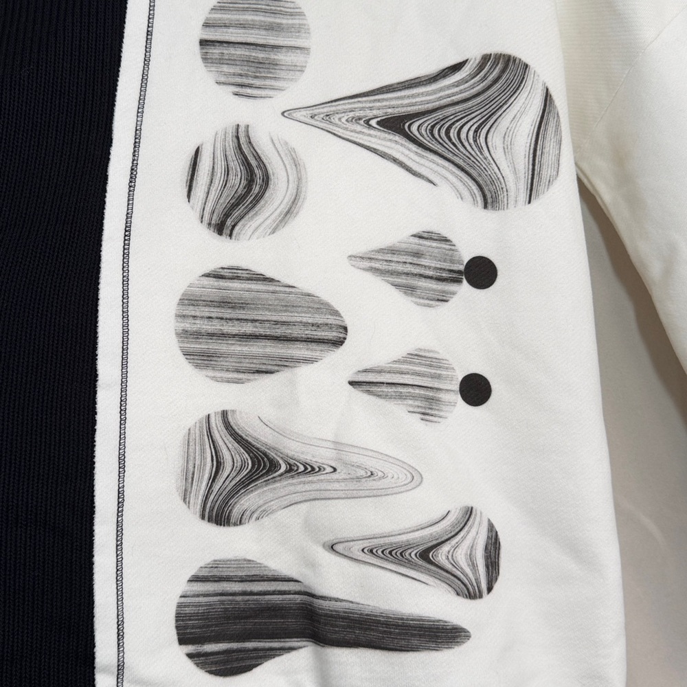 OZAI N KU Black White Abstract Artsy Lagenlook Modal Cotton Top Medium - Picture 3 of 5
